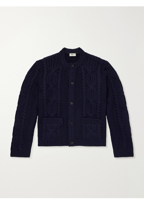 SAINT LAURENT - Cable-Knit Wool Cardigan - Men - Blue - S