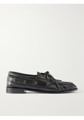 SAINT LAURENT - Le Loafer Monogram Logo-Appliquéd Leather Loafers - Men - Black - EU 42