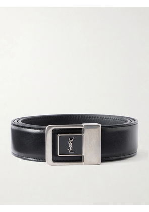 SAINT LAURENT - 3cm Logo-Embellished Leather Belt - Men - Black - EU 85