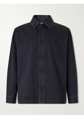 SAINT LAURENT - Logo-Embroidered Cotton Overshirt - Men - Black - S