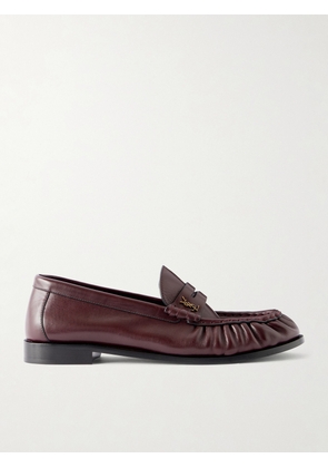 SAINT LAURENT - Logo-Embellished Leather Penny Loafers - Men - Red - EU 41