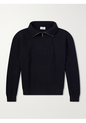 SAINT LAURENT - Ribbed-Knit Wool Half-Zip Rollneck Sweater - Men - Black - M