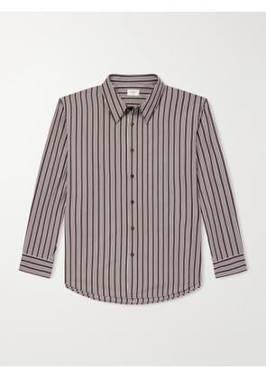 SAINT LAURENT - Striped Cotton Shirt - Men - Brown - EU 39