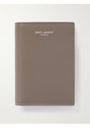 SAINT LAURENT - Logo-Print Leather Bifold Wallet - Men - Brown