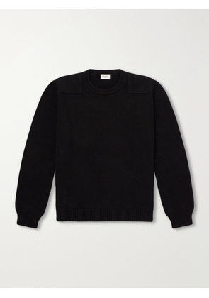 SAINT LAURENT - Waffle-Knit Cotton Sweater - Men - Black - S