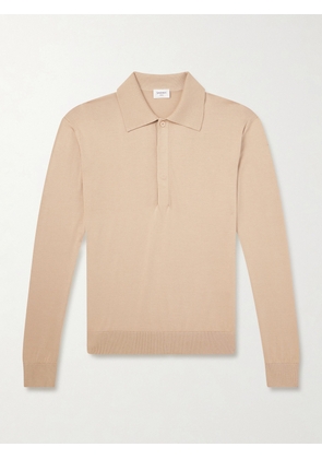 SAINT LAURENT - Silk and Cotton-Blend Polo Sweater - Men - Neutrals - M