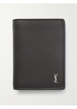 SAINT LAURENT - Logo-Appliquéd Full-Grain Leather Billfold Wallet - Men - Gray