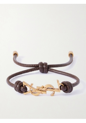 SAINT LAURENT - Gold-Tone and Leather Bracelet - Men - Brown - S