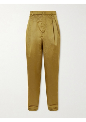 SAINT LAURENT - Tapered Belted Pleated Shell Trousers - Men - Green - IT 48