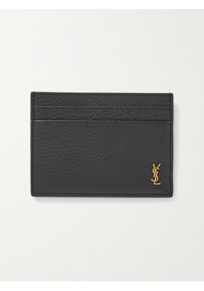 SAINT LAURENT - Logo-Appliquéd Full-Grain Leather Cardholder - Men - Black