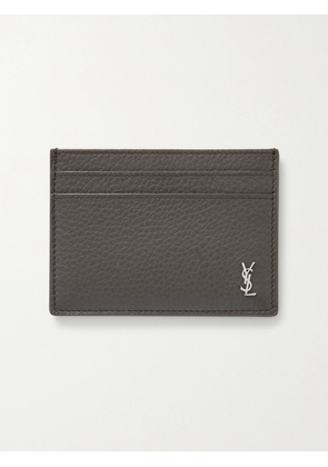 SAINT LAURENT - Tiny Cassandre Logo-Appliquéd Full-Grain Leather Cardholder - Men - Green