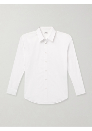 SAINT LAURENT - Logo-Embroidered Cotton-Blend Poplin Shirt - Men - White - EU 39