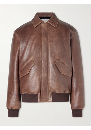 SAINT LAURENT - Leather Bomber Jacket - Men - Brown - IT 48