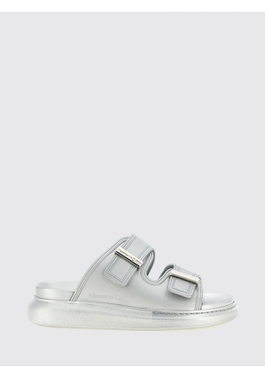McQueen Low-Heeled Rubber Mule Sandals with Engraved Logo