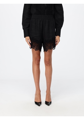 ERMANNO SCERVINO High-Waisted Linen Shorts with Lace Inserts