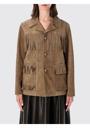 RALPH LAUREN Cropped Suede Lambskin Jacket with Fringes and Embroidery