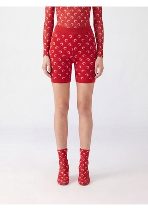 MARINE SERRE High-Waisted Crescent Moon Monogram Knit Shorts in Cotton Blend