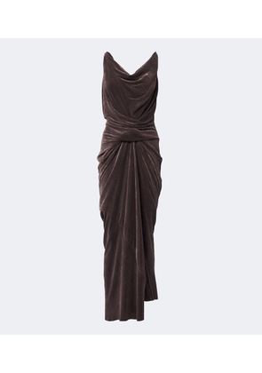 Rick Owens Strutter draped gathered velvet maxi dress