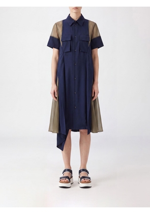 SACAI Cotton Blend Chemisier Dress