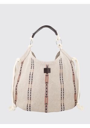 ISABEL MARANT Byron Ethnic Embroidered Cotton Tote Bag with Leather Handles