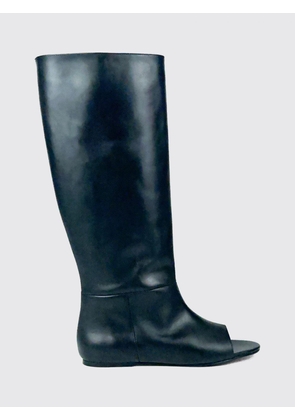GIMAGUAS Open-Toe Knee-High Boots in Smooth Leather with Low Heel
