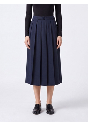 AURALEE Pleated Midi Skirt in Merino Wool with High Waist and Adjustable Belt