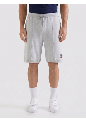 BRUNELLO CUCINELLI Silk and Cotton Sports Shorts with Embroidered Crest