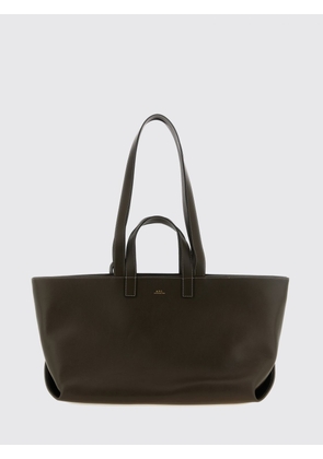 A. P.C. Le Drummer Large Smooth Leather Tote Bag with Four Handles and Logo