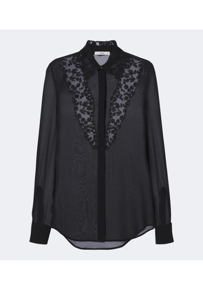 Fendi Lace-trimmed silk georgette shirt