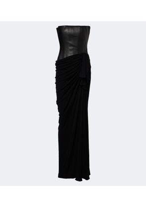 Alex Perry Draped leather and jersey corset gown