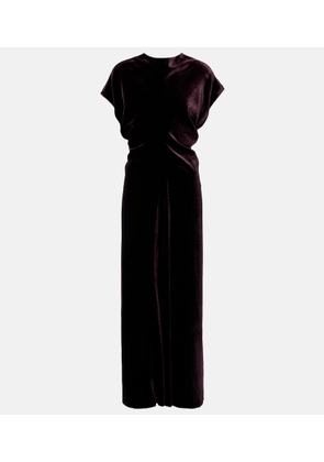 Agnona Gathered velvet midi dress