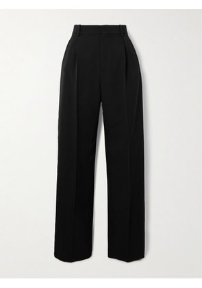 SAINT LAURENT - Pleated Grain De Poudre Wool Straight-leg Pants - Black - FR 34,FR 36,FR 38,FR 40,FR 42