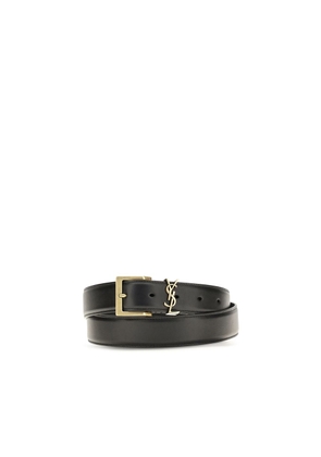 Saint Laurent Black Calf Leather Bos Taurus Regular Belt - 100 cm / 40 Inches