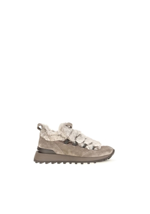 Brunello Cucinelli Gray Suede Leather Athletic Sneakers - EU36/US6