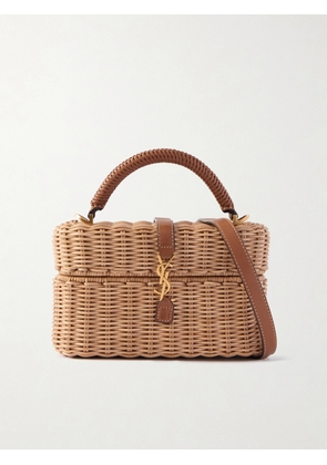 SAINT LAURENT - Gaby Vanity Leather-trimmed Woven Wicker Shoulder Bag - Neutrals - One size