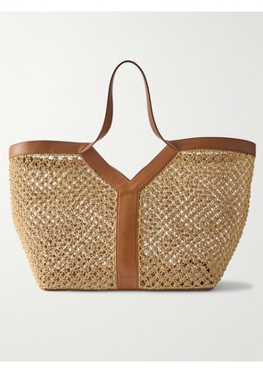 SAINT LAURENT - Loulou Leather-trimmed Woven Raffia Tote - Brown - One size