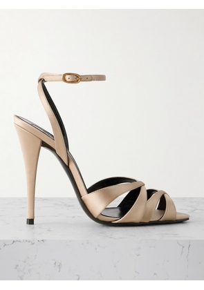 SAINT LAURENT - Chandelle Satin Sandals - Neutrals - EU 36,EU 37,EU 38,EU 39,EU 40
