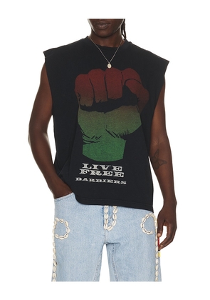 Barriers Worldwide Fist Sleeveless Tee in Black. Size S. Also in M, L, XL/1X.