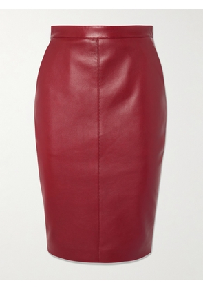 SAINT LAURENT - Leather Skirt - Red - FR 34,FR 36,FR 38