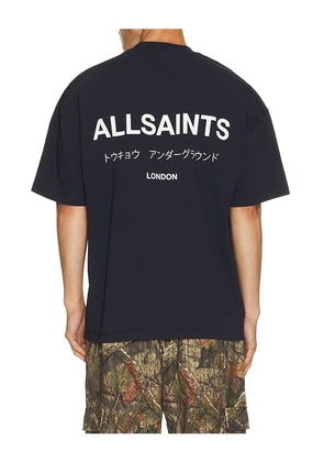 ALLSAINTS Underground Crew Tee in Blue. Size S. Also in M, L, XL/1X.