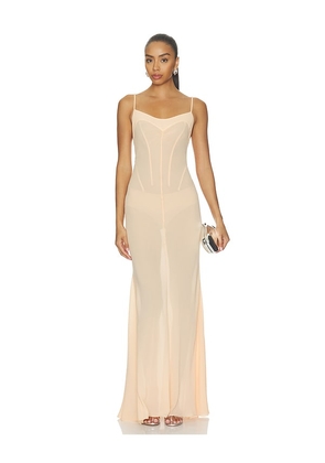 Anna October Janet Slip Dress With Draped Bust in Peach. Size S. Also in XS, M, L.
