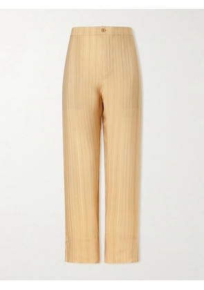 SAINT LAURENT - Striped Silk Straight-leg Pants - Yellow - FR 34,FR 36,FR 38