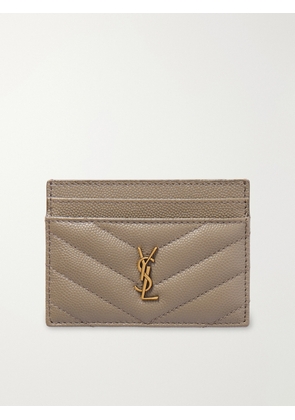 SAINT LAURENT - Cassandre Matelassé Textured-leather Cardholder - Gray - One size