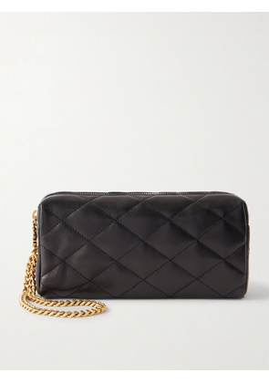 SAINT LAURENT - Cassandre Bijou Quilted Textured-leather Pouch - Black - One size
