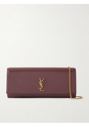SAINT LAURENT - Kate Embossed-leather Clutch - Burgundy - One size
