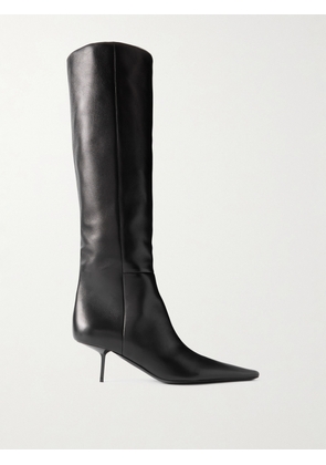 SAINT LAURENT - Victoire Leather Knee Boots - Black - EU 36,EU 37,EU 38,EU 39,EU 40,EU 41