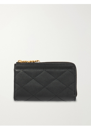 SAINT LAURENT - Quilted Textured-leather Wallet - Black - One size