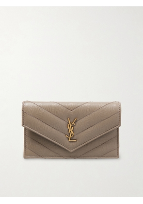 SAINT LAURENT - Cassandre Matelassé Leather Wallet - Gray - One size