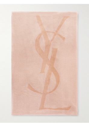 SAINT LAURENT - Grand Carre Rayures Cassandre Cashmere And Silk-blend Scarf - Neutrals - One size