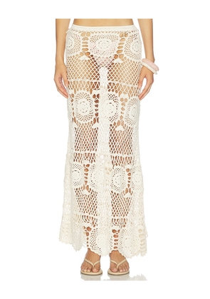 Indah Allegra Solid Flower Maxi Skirt in Ivory. Size XS. Also in S, M, L.
